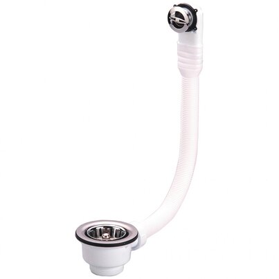 Basket waste outlet with flexible round overflow drain