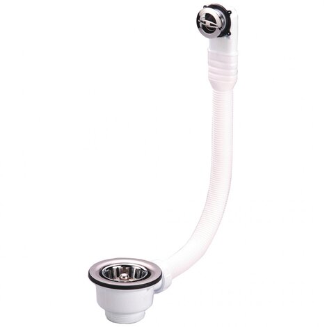 Basket waste outlet with flexible round overflow drain Basket waste outlet with flexible round overflow drain