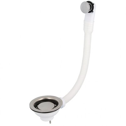 Basket waste outlet with flexible round overflow drain