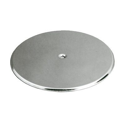 Round, steel finish cover for floor trap with anti-vac valve.
