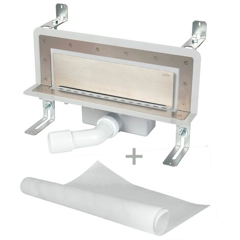 Accessible wall slot channel with 30 mm trap. With geo-textile water tightening fabric. Frontal orientable outlet