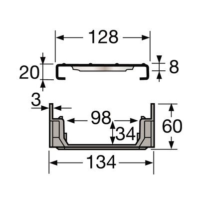 1M LARGE LOW CHANNEL.130 GRID A15 PASS.INOX