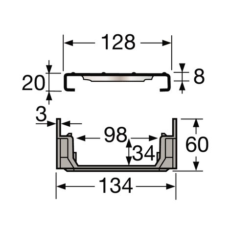 1M LARGE LOW CHANNEL.130 GRID A15 PASS.INOX 1M LARGE LOW CHANNEL.130 GRID A15 PASS.INOX