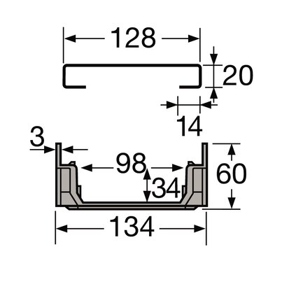 1M LARGE LOW CHANNEL 130 GRID A15 PERF.STAINLESS STEEL
