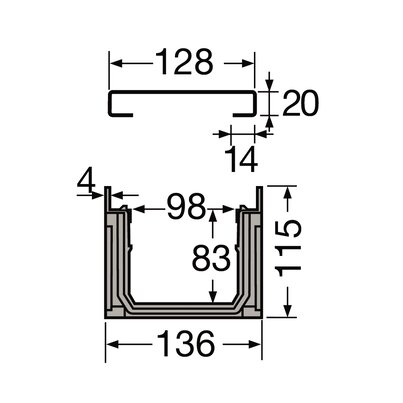 1M WIDE CHANNEL.130 GRID A15 PERFORATED STAINLESS STEEL