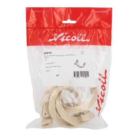 5 PLASTIC STRIP HOOK 16 SAND 5 PLASTIC STRIP HOOK 16 SAND