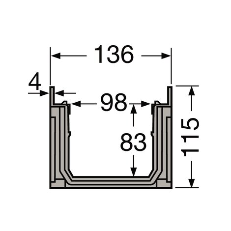 1M CHANNEL WIDTH 130 GREY