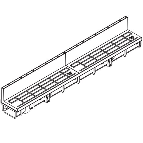 KIT: 2 High slot grills with 1 PP channel 130x1000