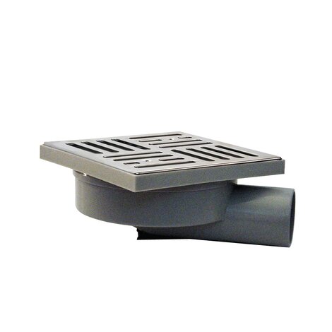 PP Trapped balcony floor drain with horizontal outlet - low version