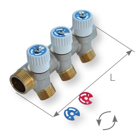 Manifold with stop valves Manifold with stop valves