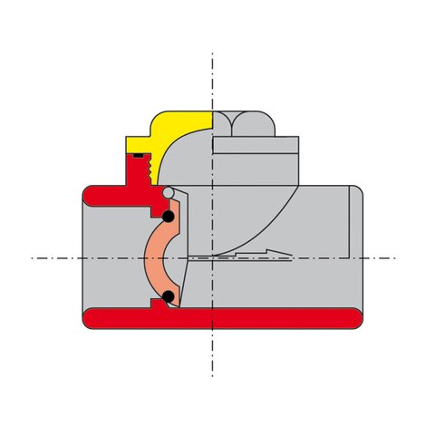 PVC non-return valve, solvent welding version