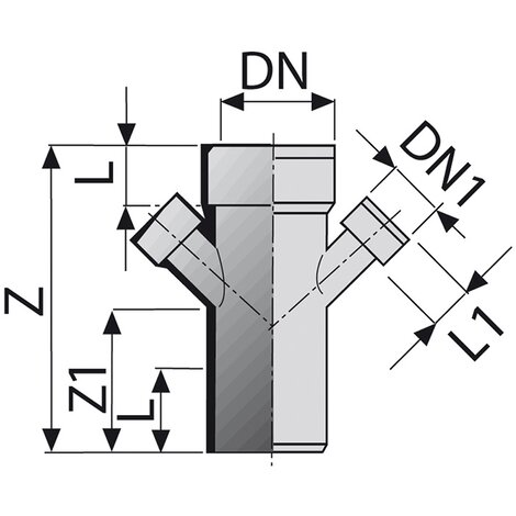 Reduced multibranch 45° M/F