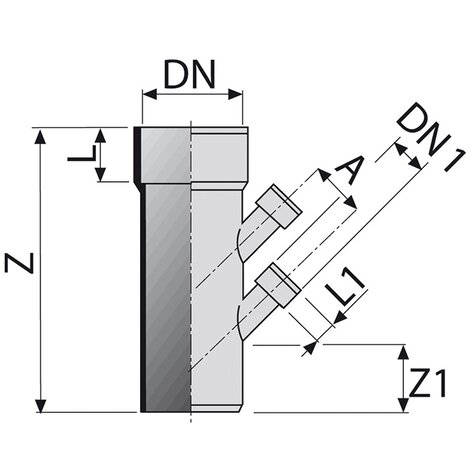 Reduced multibranch 45° M/F  2 lateral inlets