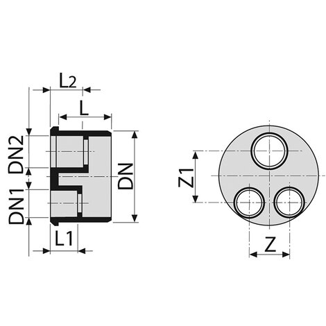 Reducing plug M/F  3 inlets