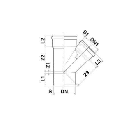 Unequal Branch 45° D/S