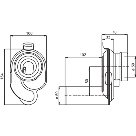 SANIT Urinal exhaust trap 500 DN50/50 horizontal