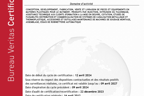 BV - NICOLL - Certificat ISO 9001 Public