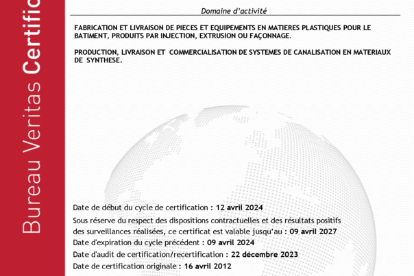 BV - NICOLL - Certificat ISO14001